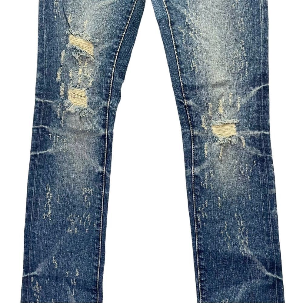 NWT Remix by Rock Revival Straight Leg Jeans in Destroyed Blue Wash Size 24 NEW - Picture 4 of 13